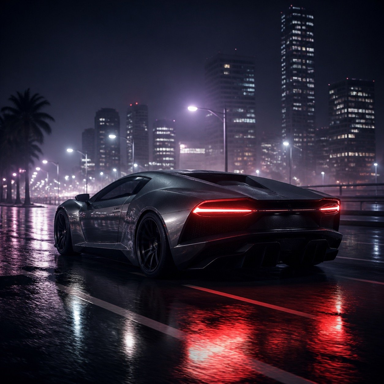 Lambo in the Rain artwork